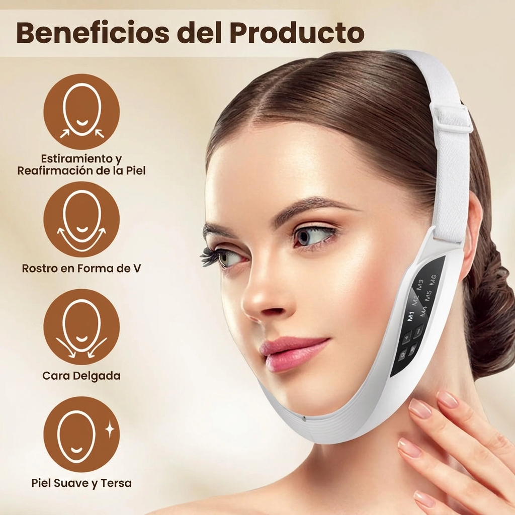 Masajeador Facial EMS Microcorriente V-Shape — Lifting Profesional, Piel Firme y Sin Papada