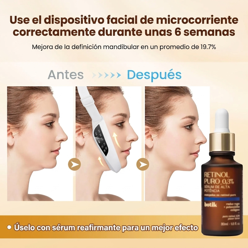 Masajeador Facial EMS Microcorriente V-Shape — Lifting Profesional, Piel Firme y Sin Papada