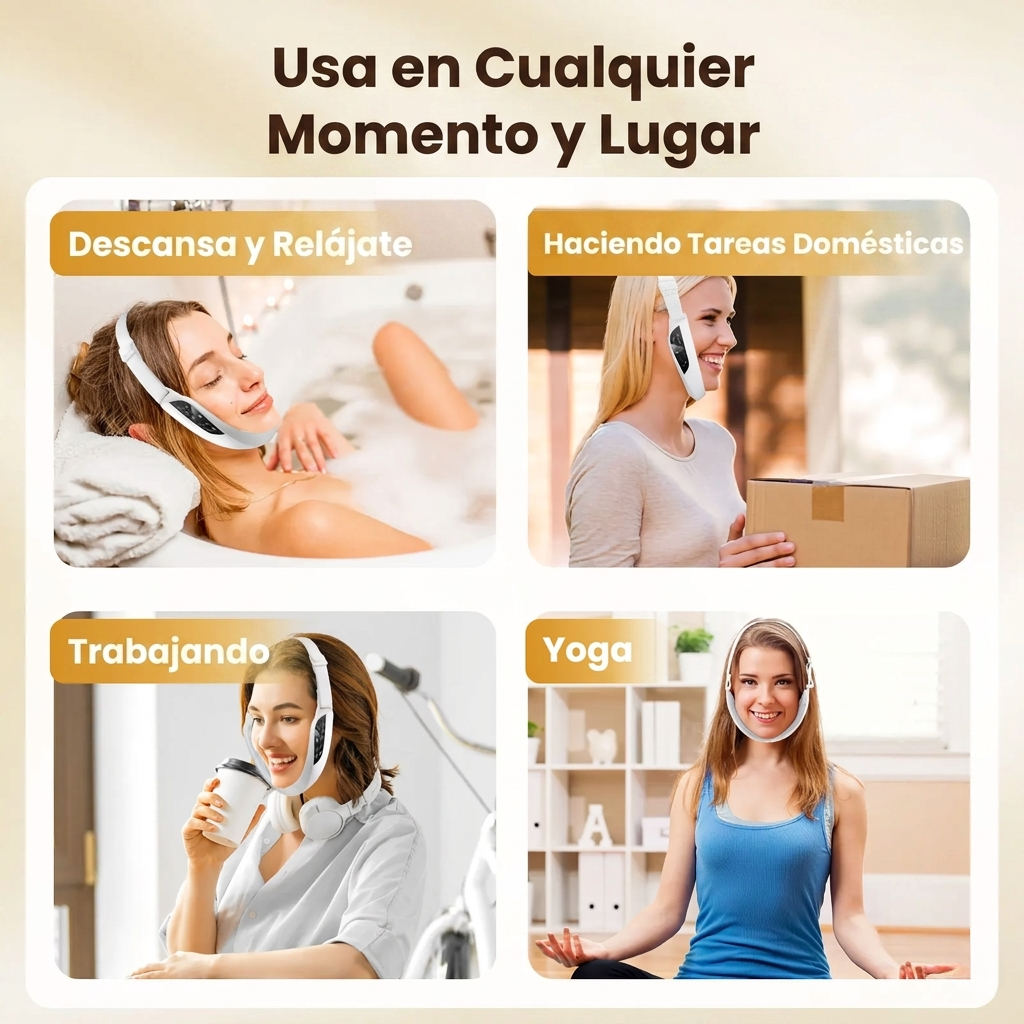Masajeador Facial EMS Microcorriente V-Shape — Lifting Profesional, Piel Firme y Sin Papada