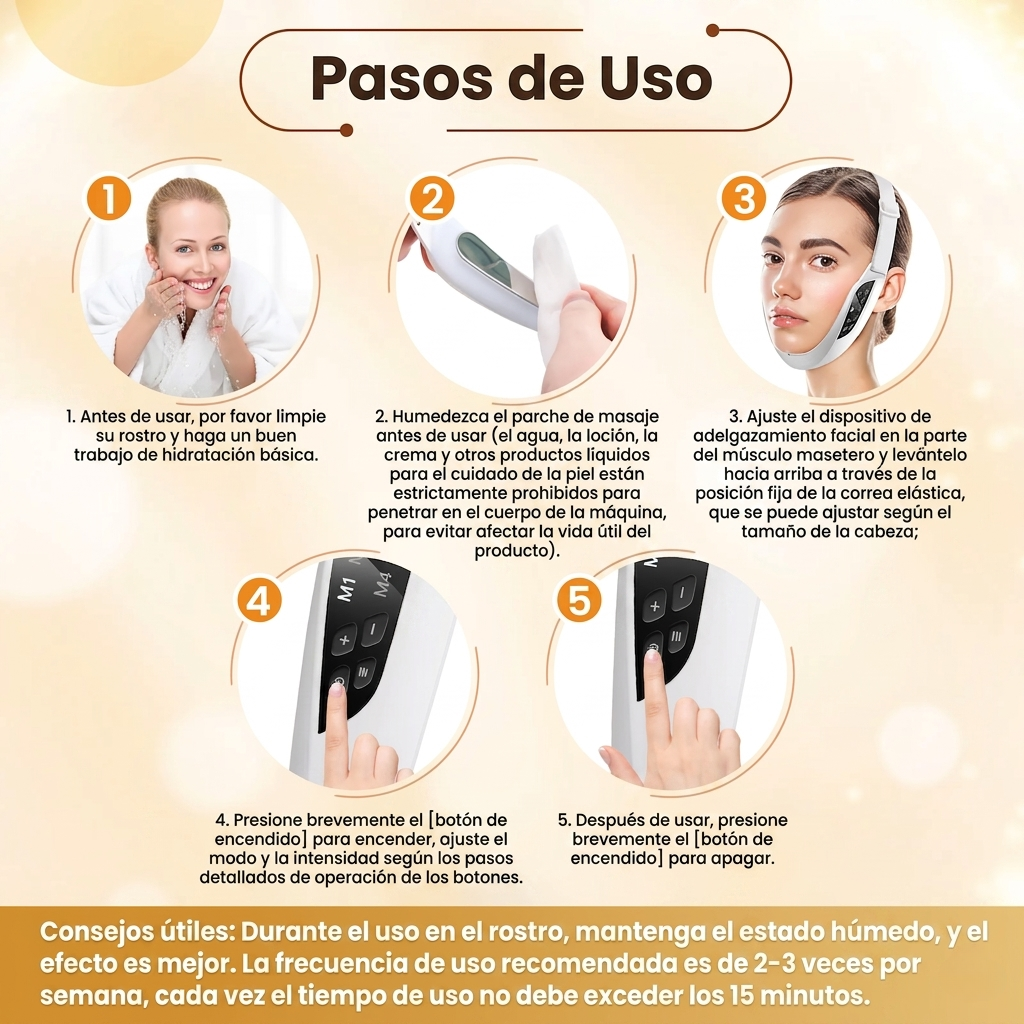 Masajeador Facial EMS Microcorriente V-Shape — Lifting Profesional, Piel Firme y Sin Papada