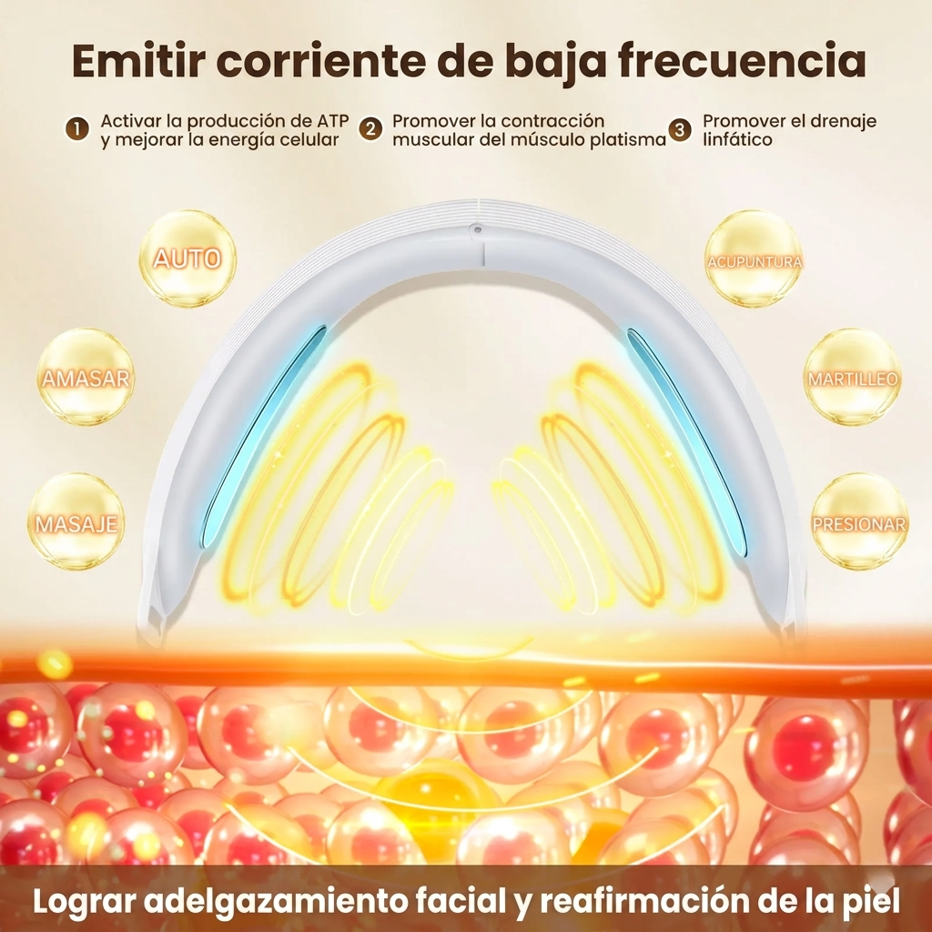 Masajeador Facial EMS Microcorriente V-Shape — Lifting Profesional, Piel Firme y Sin Papada